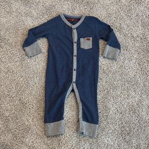7 For All Mankind Blue and Gray Kids One Piece Outfit